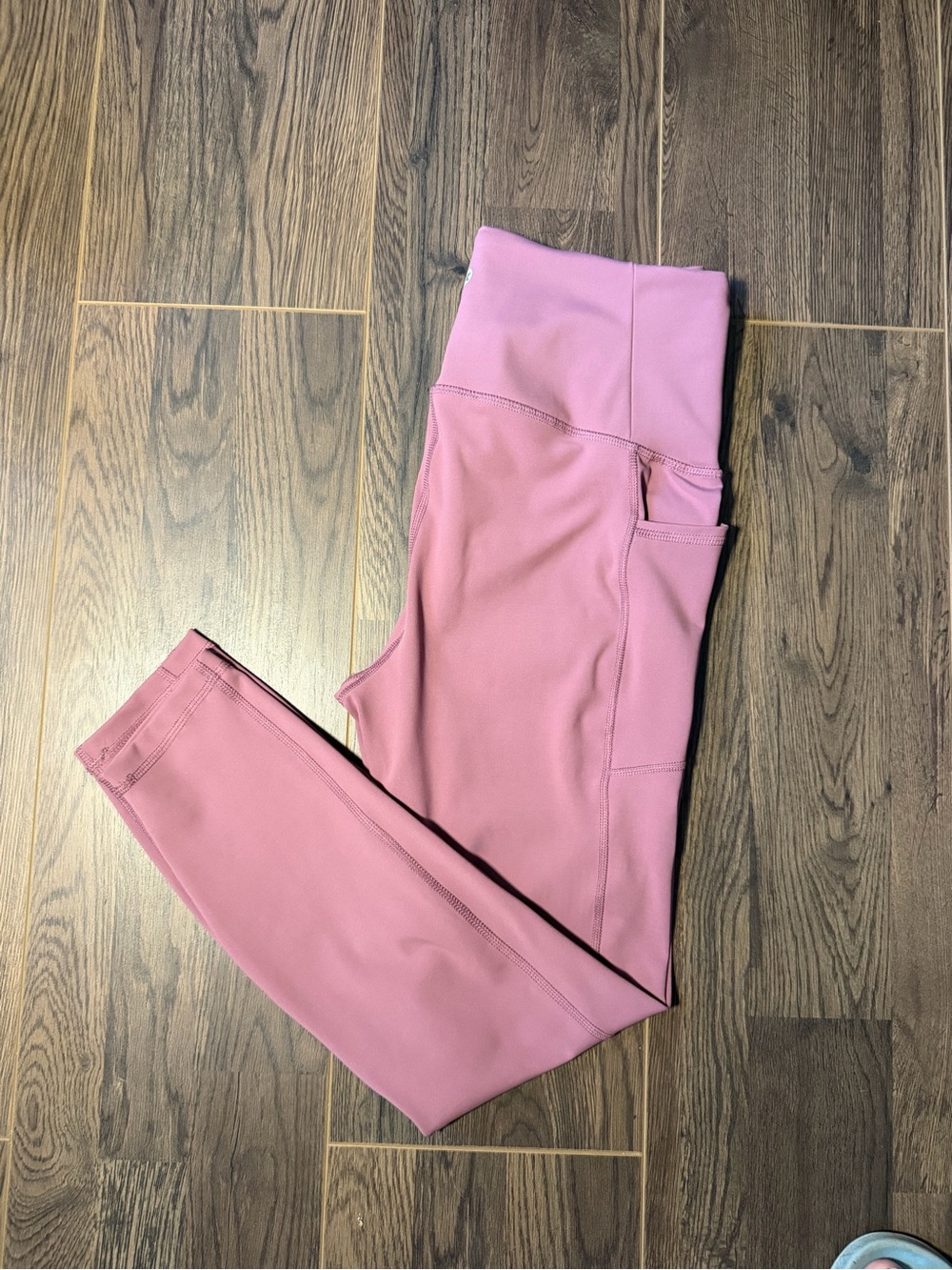 RBX Rose Pink High-Waist Workout Leggings with Side Pocket